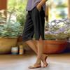 Women's Fashion Solid Color Loose Pocket Elastic Waist Cotton Linen Casual Five Pants