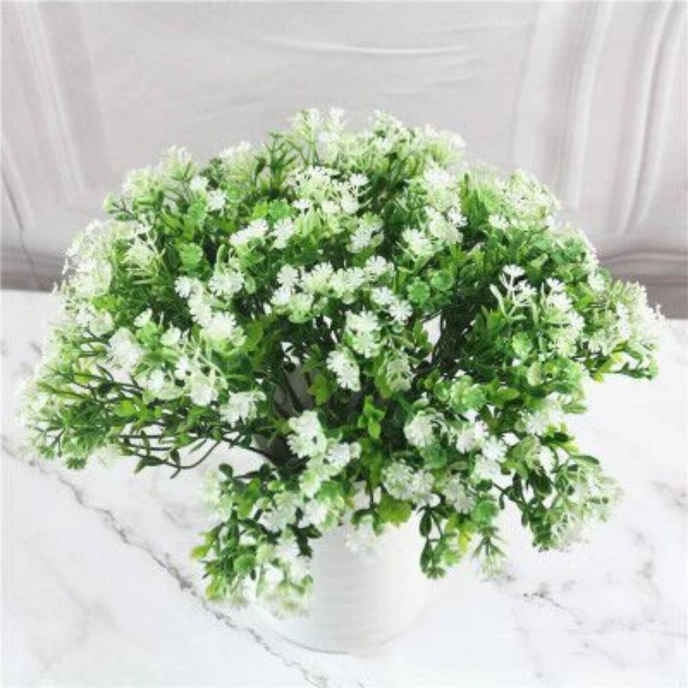 YO CHO Artificial Plants Plastic Twigs Green Grass Fake Plants Twigs Leaves Grass Flower Arrangement Wedding Party Home Decor