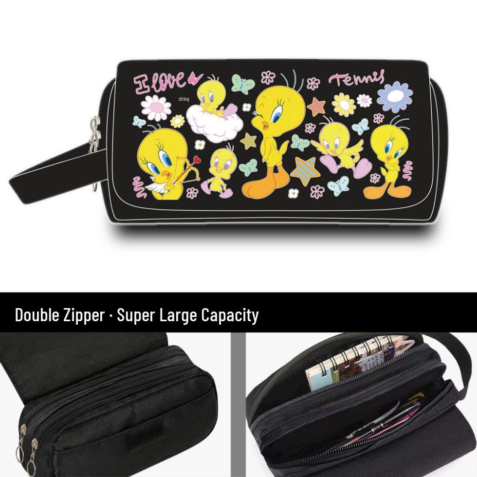 Bird Graffiti Pencil Case: Student Gift & Pen Holder Double Layer Large Capacity Pencil Case