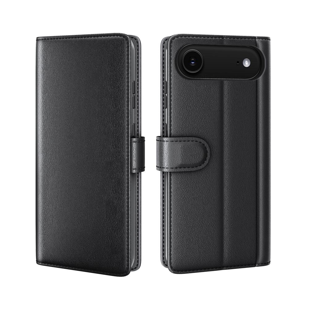 

For iPhone 17 Air Case Genuine Split Leather Phone Cover Wallet Card Slot Black