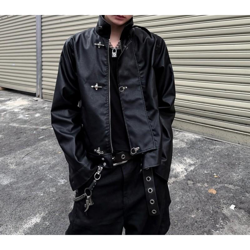 Y2K Style PU Leather Jacket Men