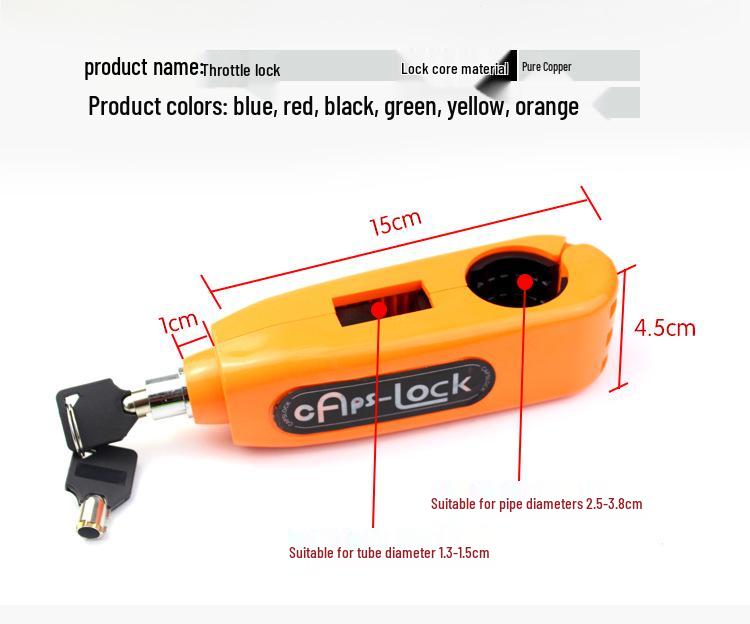 Trava Antifurto para Guidão de Motocicleta - Trava de Tampas de Manopla Bullhorn