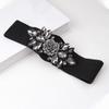 Rose Flower Women Waistband Wide Rhinestone Waist Belt Casual Elastic Cummerbunds  Jacket