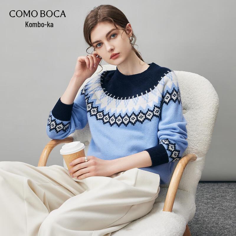 Kemengboka Women's Thickened Fair Isle Cashmere Sweater