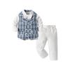 1-7 år Barn Gutter Kjole Dress Langermet Skjorte Rutete Vest Bukser Gentleman Gutter Dress