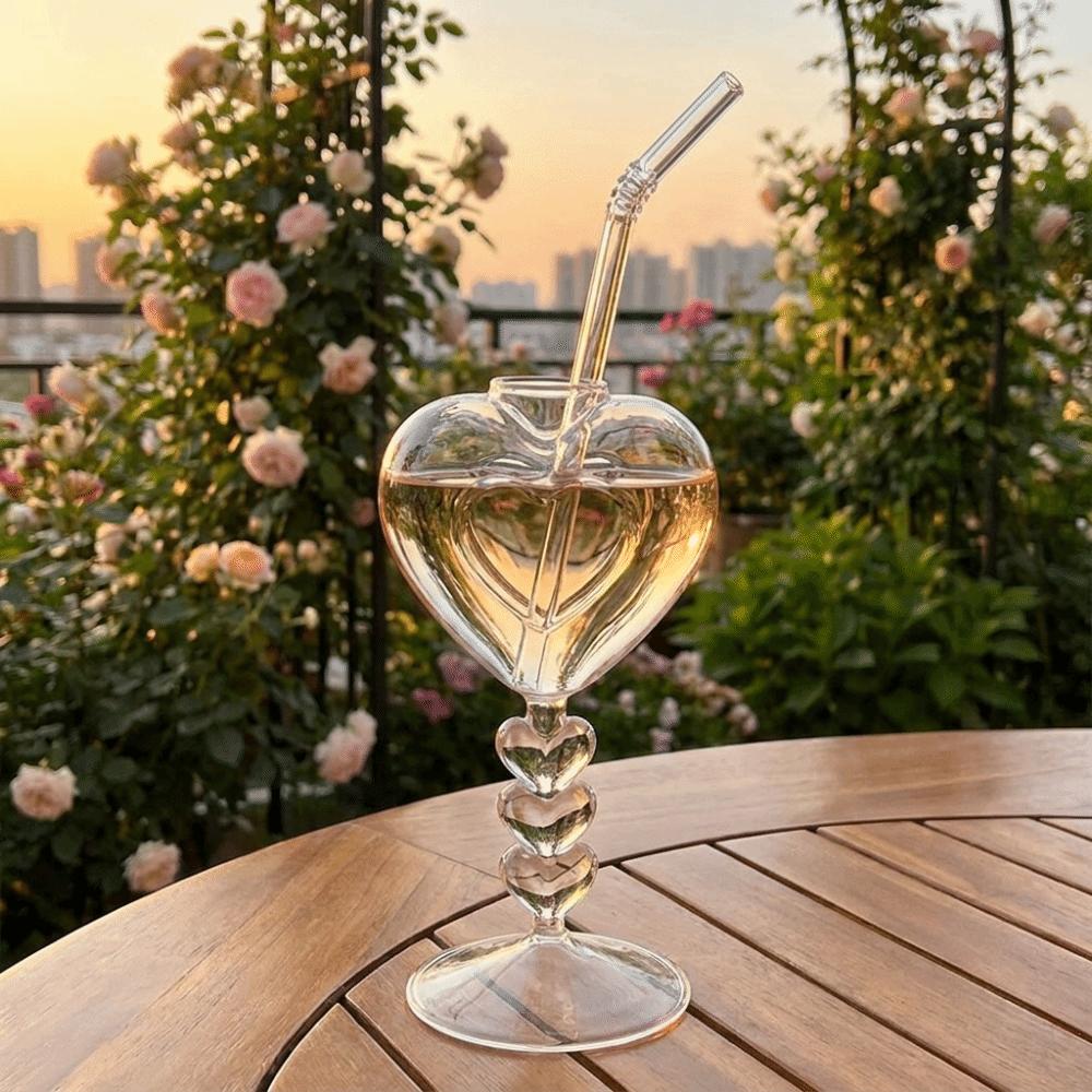Large Capacity Heart Shaped Glass Romantic Juice Drink Glass Unique Glass Cup  Pub