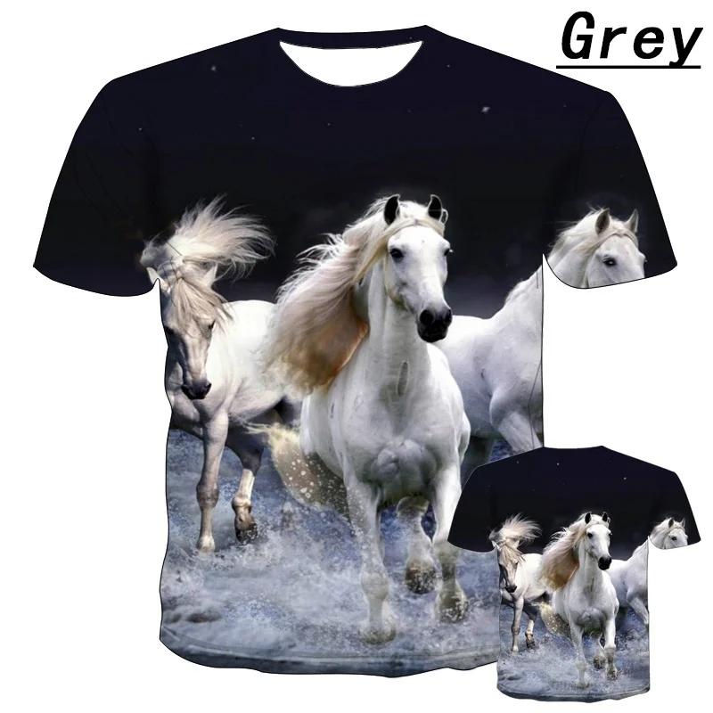 2025 New Versatile New Fashion 3D Men's Horse Graphic Print T-Shirt Harajuku Fashion Top Loose