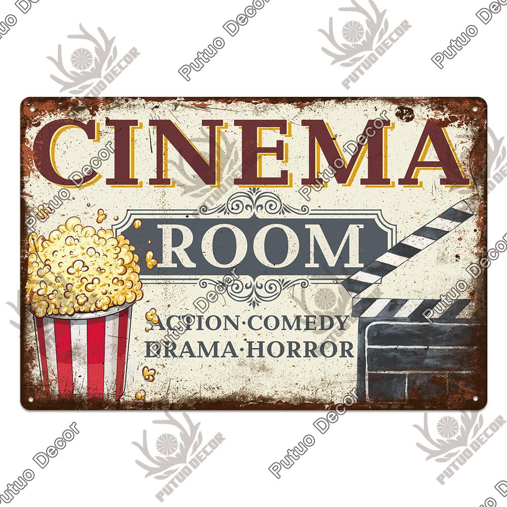 Decor Cinema Vintage Metal Plaque Metal Sign Tin Sign Iron Poster for Movie Theater Club Living Room Home Wall Decor