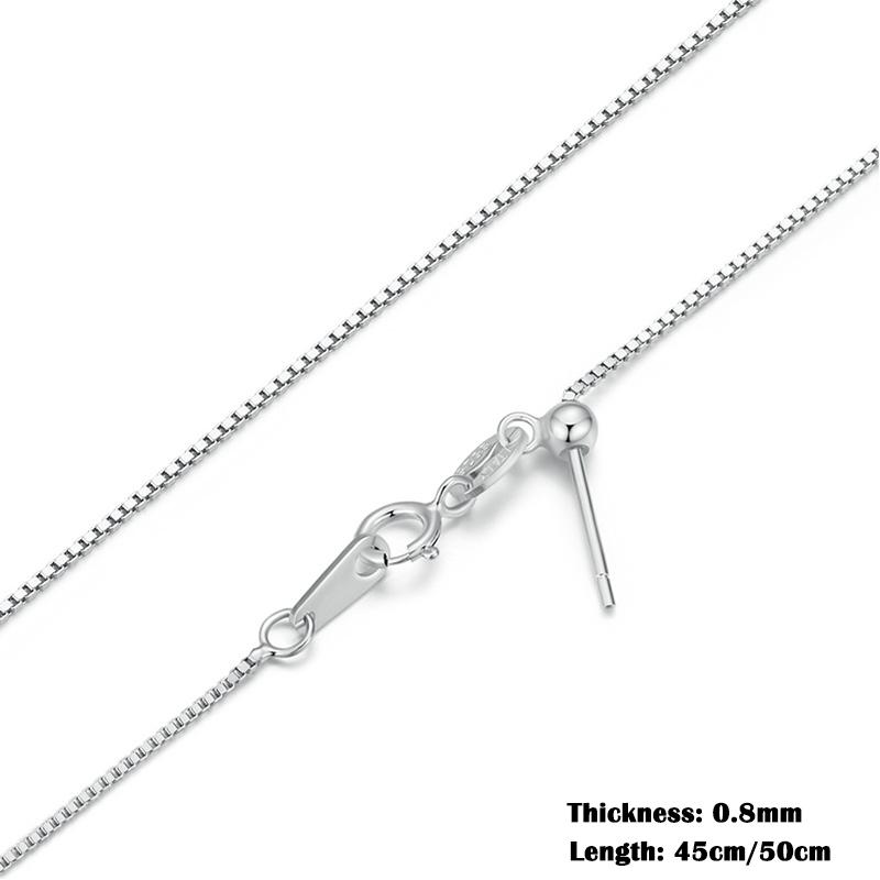 BAMOER Classic Basic O-chain Solid 925 Silver Lobster Clasp Adjustable Necklace Box Cable Chain DIY Jewelry for Women