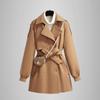 Womens Short Wool Blend Coat With Cotton Lining Slim Fit Korean Style 2025