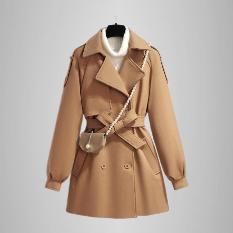 Womens Short Wool Blend Coat With Cotton Lining Slim Fit Korean Style 2025