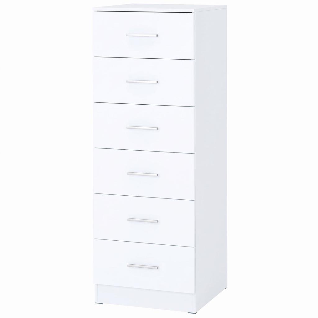 6 Drawer Dresser Tall Chest Of Drawers For Bedroom With Anti Tip 40x40x110 Cm White