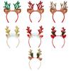 6pcs Holiday Reindeer Antler Hairbands With-Colorful Silk Red