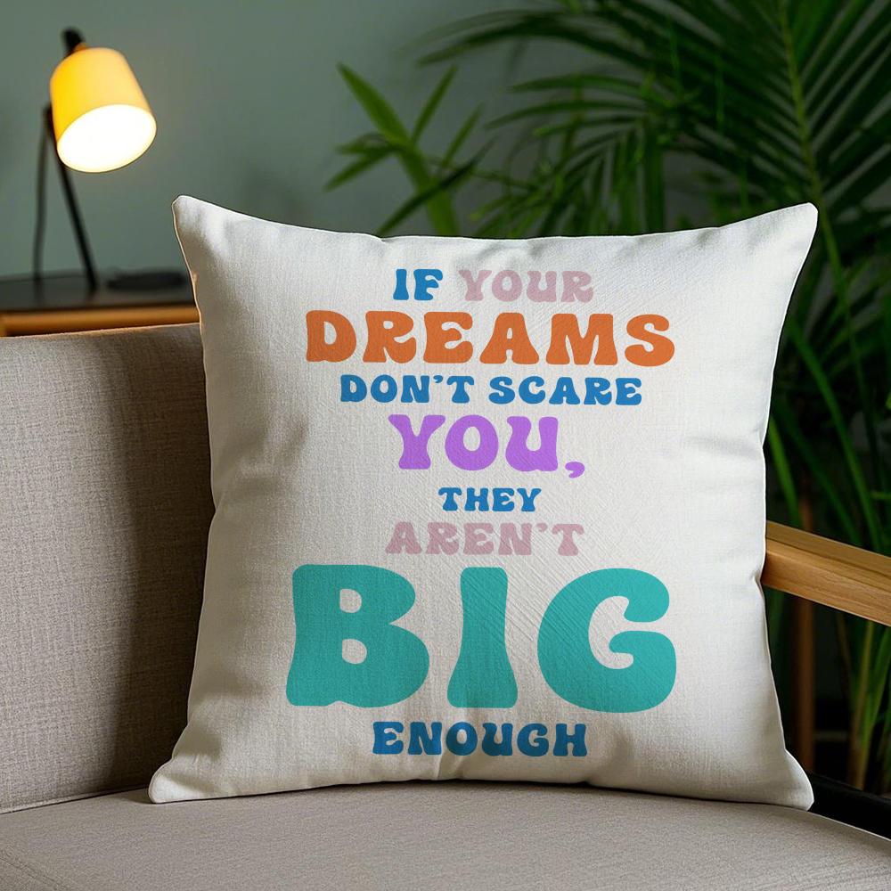 English Education Cushion Cover Plush Fabric DoubleSided Printed Invisible Zipper Sofa Pillow Case Home Bedroom Decor