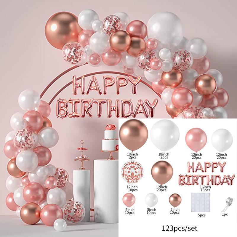 

High end birthday party champagne gold rose gold balloon combination girl latex sequin balloon party decoration chain 10inch