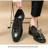 British Men's Carved Leather Brogues with Pointed Toe - Plus Size Formal & Casual Color Block Shoes