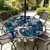 Outdoor Round Tablecloth With Umbrella Hole Patio Garden Deck Waterproof Oil Resistant Drop Cloth