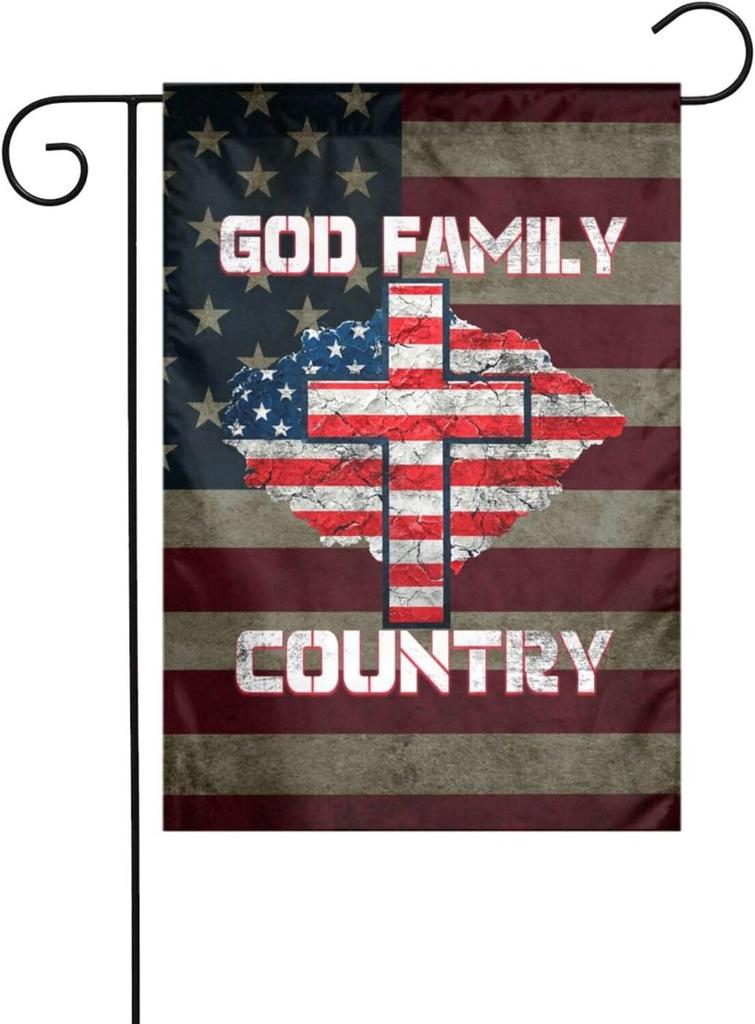 God Family Country Garden ag Double Sided Outdoor Decoration 12.5 x 18 Inch Welcome Garden ags