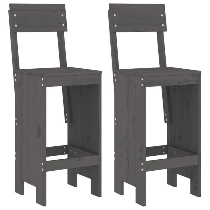 VidaXL Ensemble de bar de jardin 3 pcs gris bois de pin massif, ensemble de pub, ensemble de bar de patio, ensemble de table 3157795