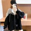 LIYURLTA Loose Fit Hoodie with Fleece Stylish Outerwear for Spring and LIY69 Women's Zip-Up Lining, Autumn, (2XL, Gray)