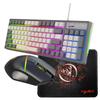 HXSJ Wired Keyboard and Mice Combo with Mice Pad 96 Keys Compact Keyboard with Colorful Lights 4 Adjustable Speeds