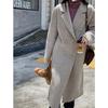 Q504 high-end Albaka camel wool double-sided hand-sewn coat women's, loose and thin quality woolen coat