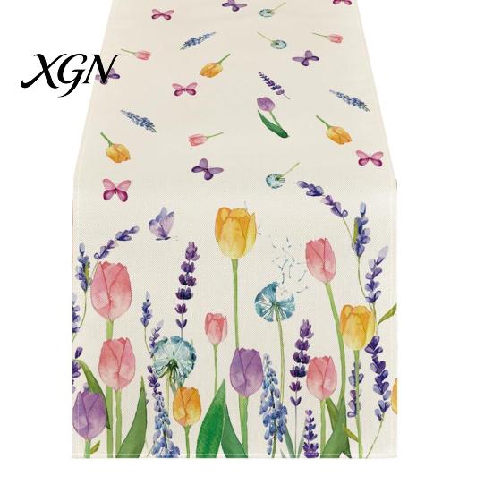 Floral Table Runner for Dining Room Runner, Spring Summer Flower Prints, 72 Inch Botanical Garden Print Farmhouse Cover Home Decor Soft