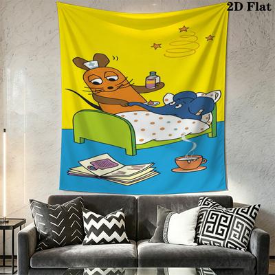 Die Maus Wall Tapestry Aesthetic Wall Hanging Printed Fabric Blanket Decorative Tapestries for Bedroom Living Room Home Decor