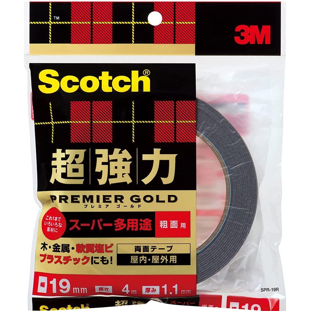 3M Scotch Super Strong Tape Premier Gold Super Versatile For Rough Surfaces Width 19mm Length 4m x 3 Pieces Double-Sided SPR-19R