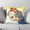 Napping With Dog Partner Square Pillowcase Polyester Linen Velvet Creative Zip Decor Throw Pillow Case Room Cushion Cover x
