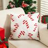 Christmas Pillow Covers Embroidered Lollipop American Holiday Decoration for Sofa Couch Bed Bedroom Cushion Case