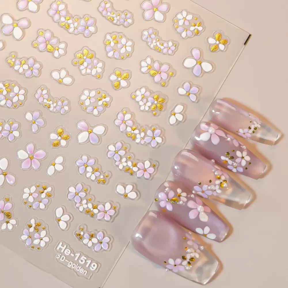 5D Embossed Flower Nail Stickers - Jelly & Lily Ice Designs