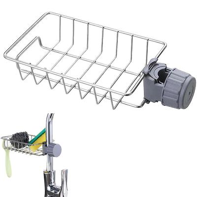 Hängendes Wasserhahnregal Höhenverstellbar Flexibel und Drehbar Küchenspüle Abtropfhalter Geeignet für Seife, Schwämme, Bürsten