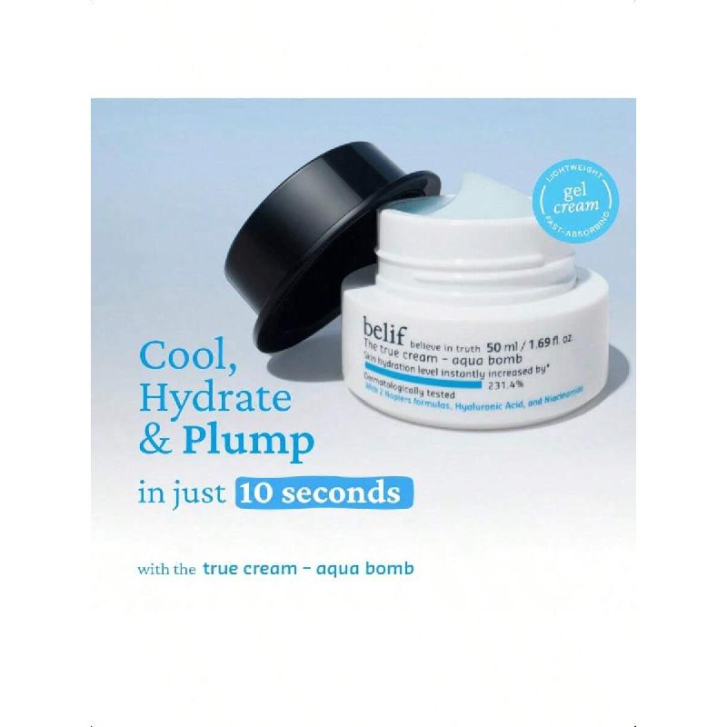 Belif The True Cream Aqua Bomb 50ml,Daily Niacinamide Hydrating Moisturizer, Lightweight Plumping Facial Cream With Hyaluronic Acid & Squalane