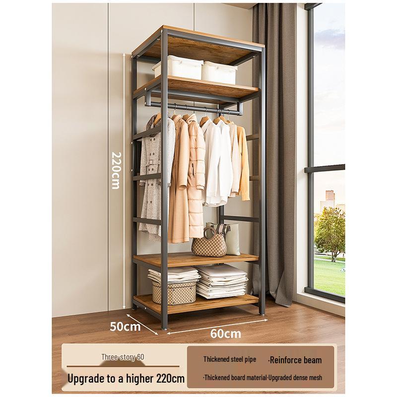 Metal Walk-In Wardrobe: Floor-Standing Clothes Rack, Open Garment and Hat Rack, Bedroom Shelf Assembly