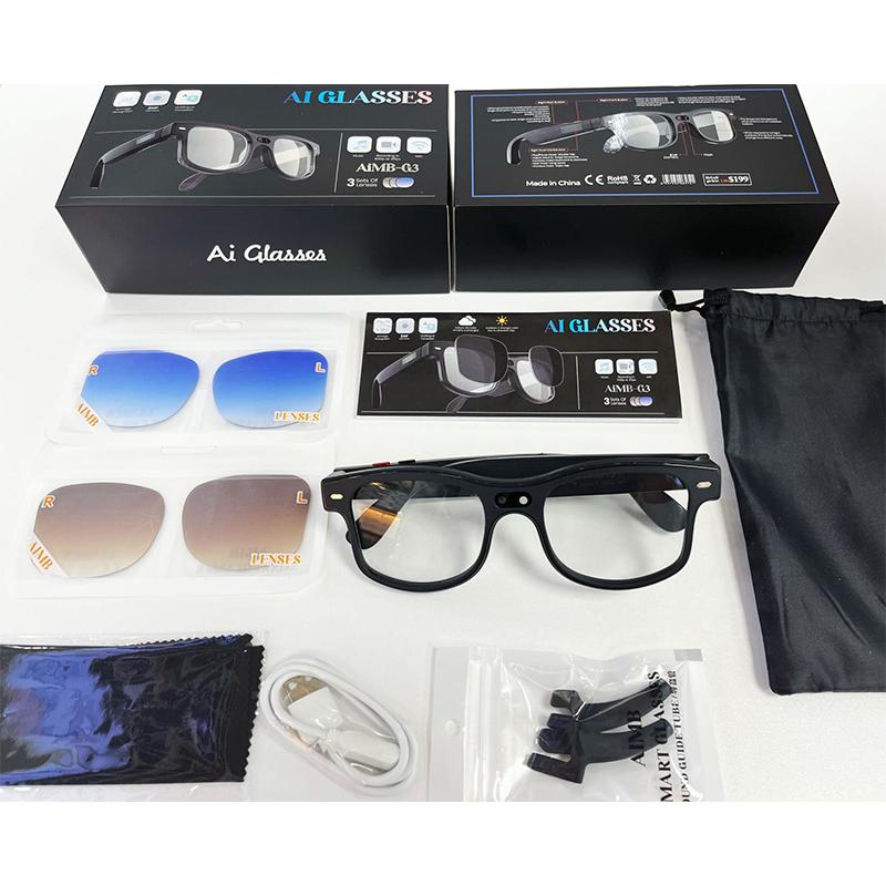 New Multifunctional Glasses with 800W HD Camera Wireless Bluetooth Touch Call Sports Music Real Time Translation AI Smart Glasses  USB Charging Unisex