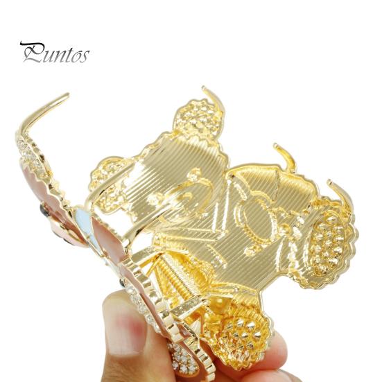 Hair Claw for Medium Long Claw, Size Metal Gripper with Anti-Slip Teeth, Medical Bear Rhinestone Decorated Clip Design Shark Medium-Long Buns