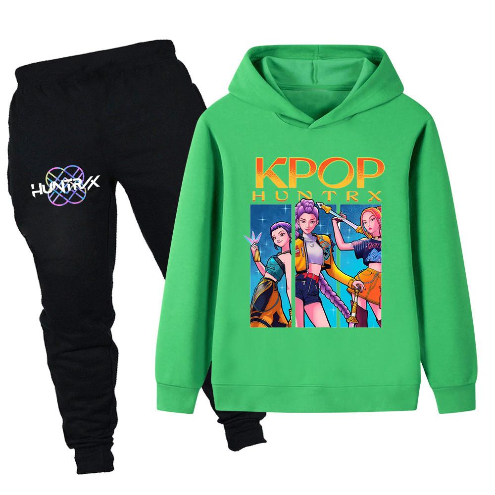 PB1211 Kinder Jungen Mädchen Kpop Mira Zoey Rumi Druck Langarm Kapuzenpullover Hose Hosen Kleidersets