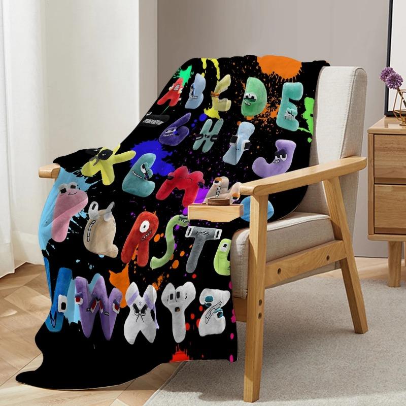 Funny Alphabet Blanket Colourful Alphabet Printed Soft Flannel Office nap Blankets Warm Cozy Blanket Lore for Teens Adults Decor