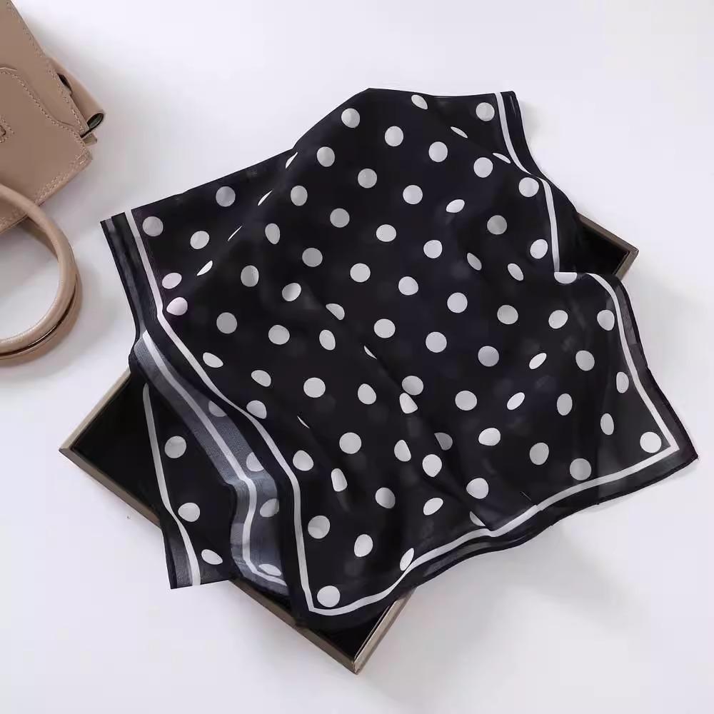 Fashion new long silk scarf women's Korean version line printing simulation silk medium length thin scarf sunscreen shawl