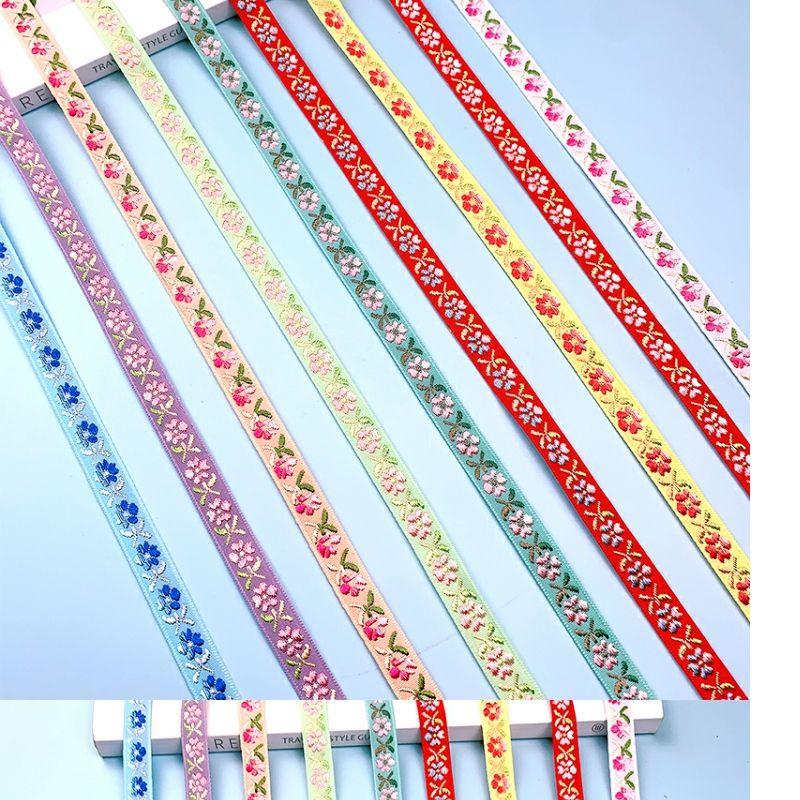 1cm Babykleidung Jacquard-Gurtband Spitze, Fächer-Saumstreifen Stoff Acht Schätze Gürtel Ethnische Accessoires Hut Dekorativer Gürtel