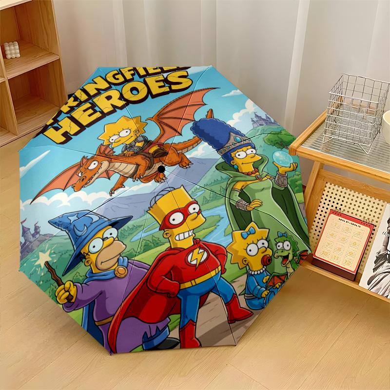 The Simpsons Windproof Auto 8 Rib Folding Umbrella Portable Outdoor Parasol