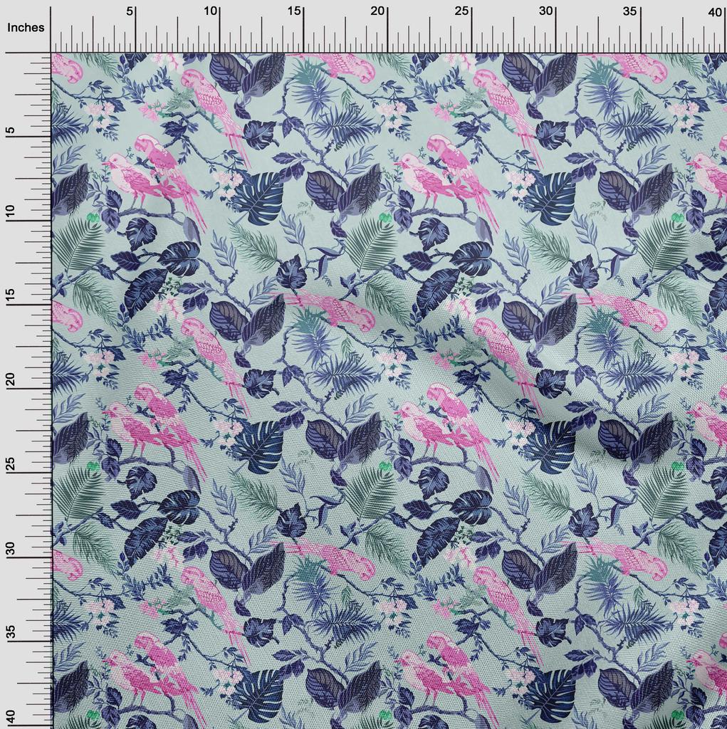 oneOone Cotton Flex Light Blue Fabric Asian Tropical Diy Clothing Quilting Fabric Print Fabric By Yard 40 Inch