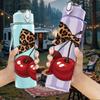 1PC Cherry Fruit Leopard Bow Print 750ml Color Plastic Sports Water Bottle Leakproof Flip Straw Lid Suitable for Sports Office Home Use