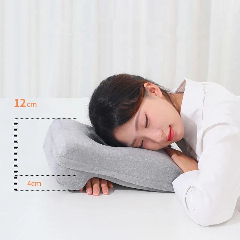 Nordic Solid Nap Sleeping Memory Cotton Pillow for Office Classroom Rebound Neck Pillow Detachable Breathable Waist Cushion