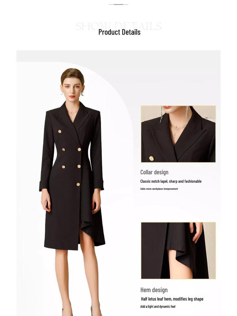 Damen Schwarzes Slim Fit Asymmetrisches Formelles Kleid für Professionelle und Formelle Anlässe