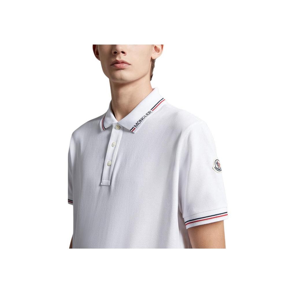 Moncler FW22 Logo Short Sleeve Polo Shirt Men Tops White H20918A0001284556001