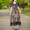 Women's Plus Size Ethnic Print Maxi Dress, Loose Casual Short Sleeve Long Dress (XL-6XL)