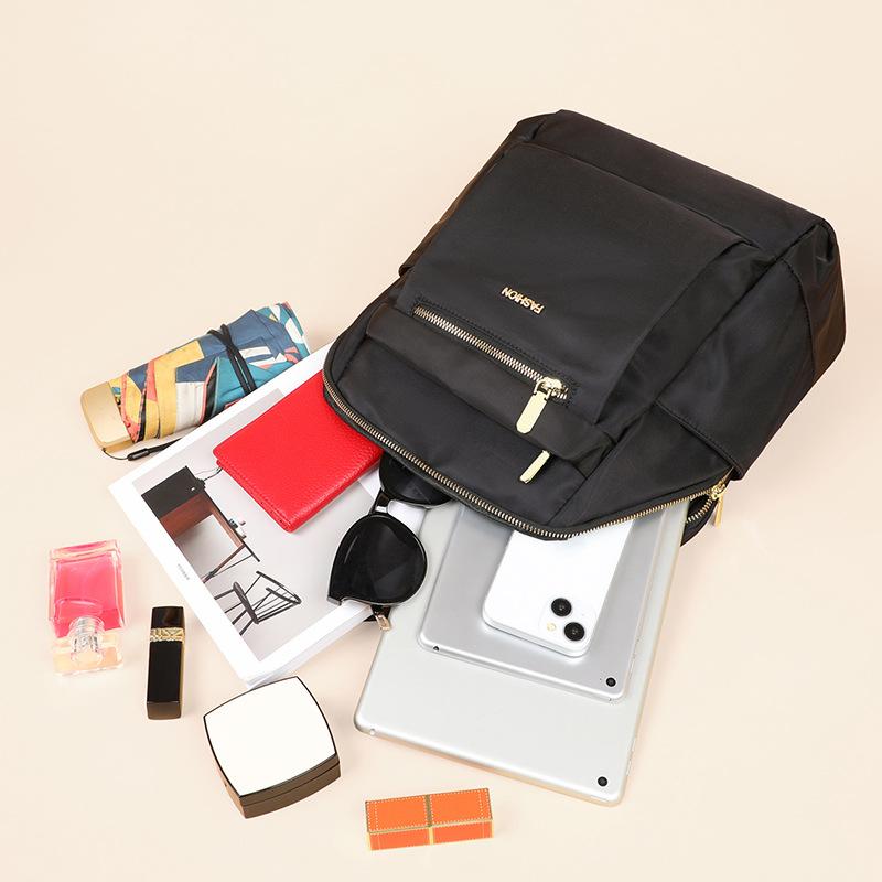 Women'S Backpack Women'S Black Fashion Large Capacity Versatile Backpack Travel High Texture School Bag