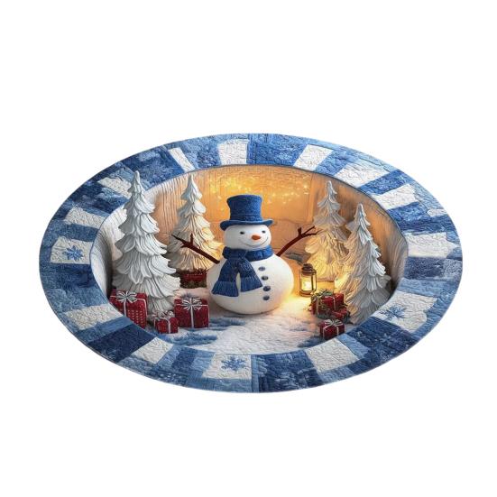 Christmas Santa Gnome Quilted Round Mat Festive Area Rug Non-Slip Backing Door Mat Living Room Bathroom Kitchen Absorbent Mat